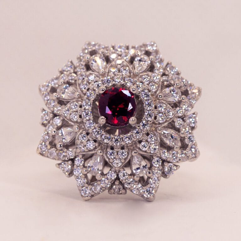 Silver Aura Cocktail Finger Ring